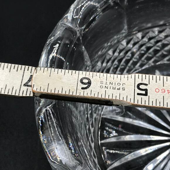Vintage Crystal Candy Dish Scalloped Rim Diamond Pattern - Picture 7 of 9